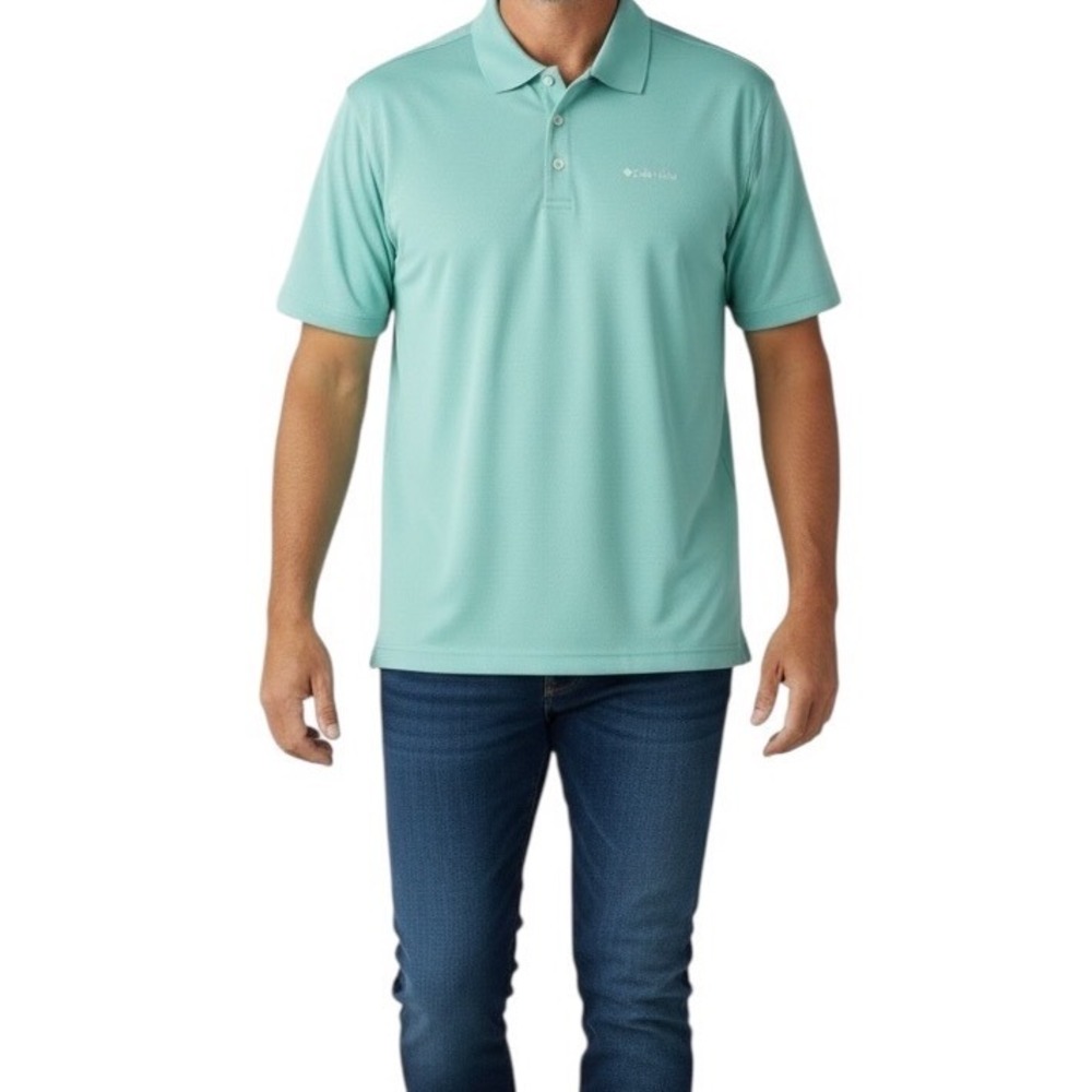 Columbia Omni-Wick Mens Polo Shirt XL Seafoam Green Short Sleeve Golf Hiking